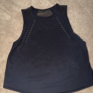 Lululemon Black Sculpt Crop Tank Top Tee Mesh w/ Reflectors Size 4
